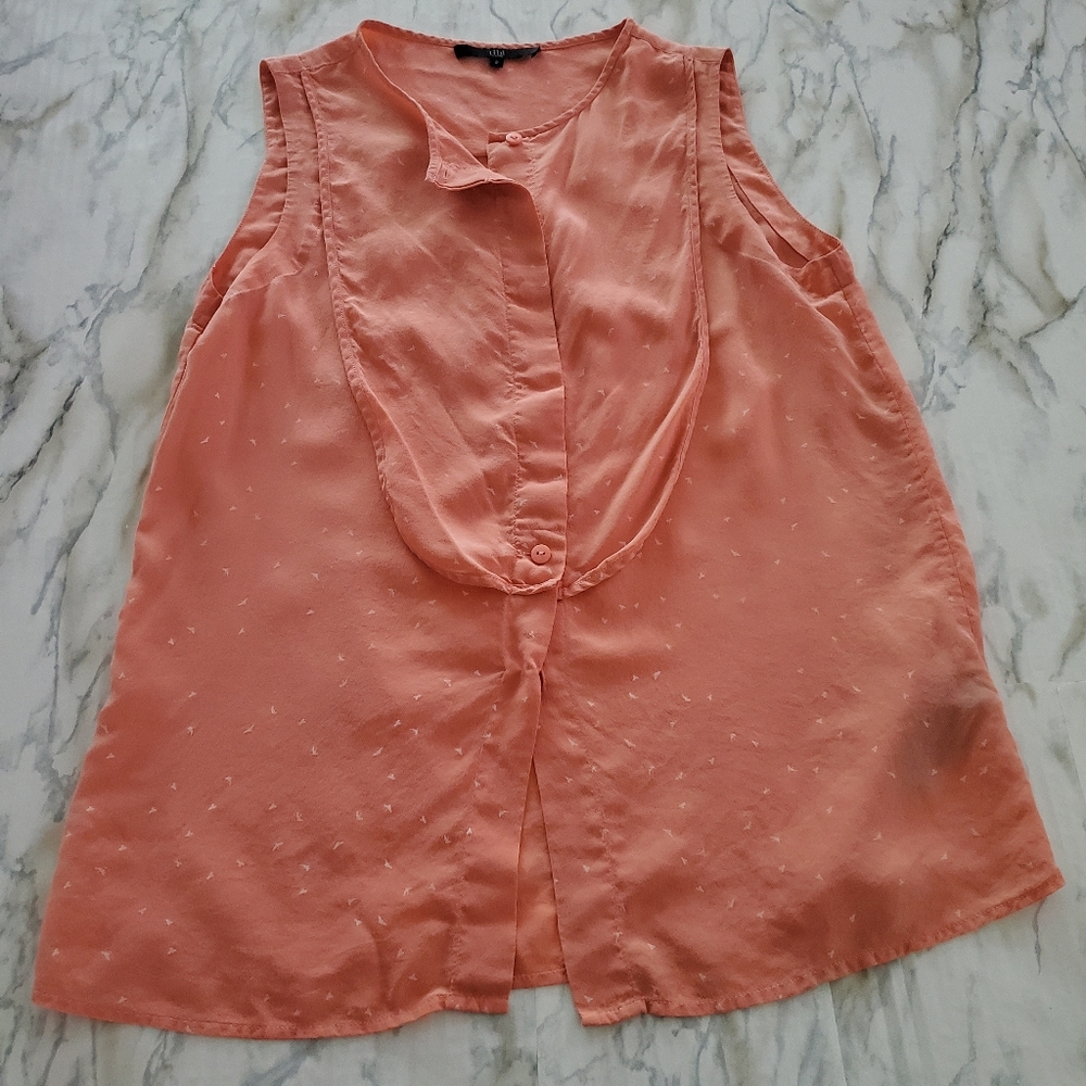 Tibi Coral Sleeveless Dotted Blouse